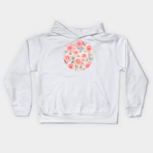 Oversized Opal Pink and Peach Painted Roses Kids Hoodie